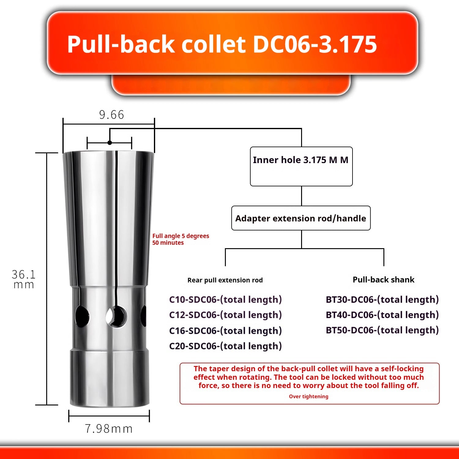 6026 Pull Back Collet DC4 DC6 DC8 DC12 Pull Back Collet Spring Collet Taiwan High Precision Latch Shandong Denso Pricision Tools Co.,Ltd.